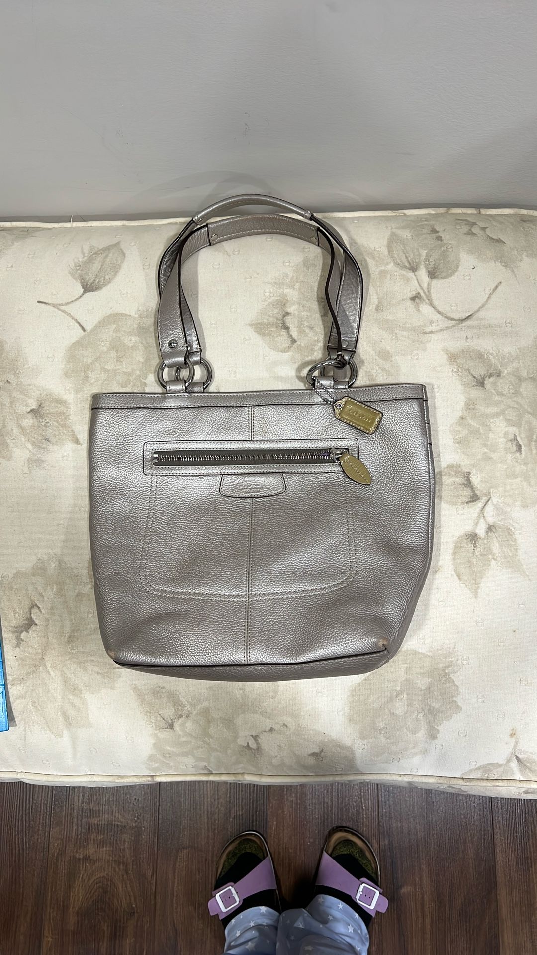 Crack Silver Leather Shoulder Bag Style F14683