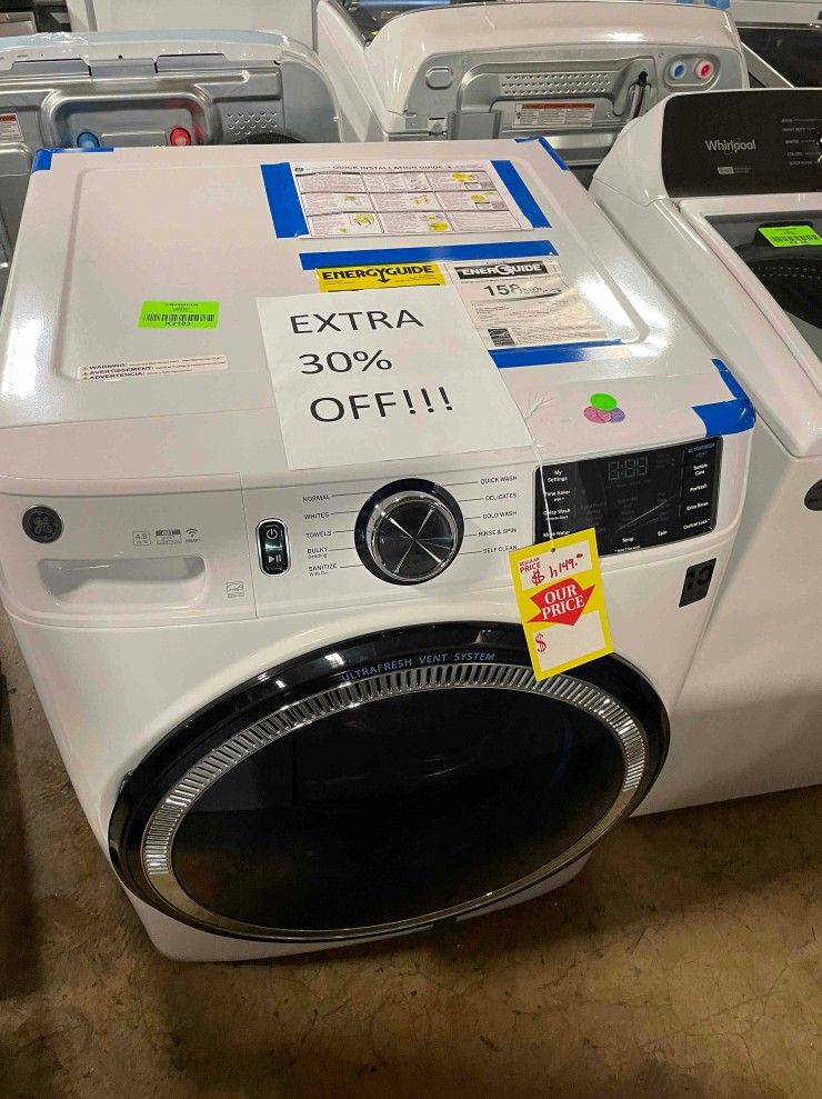 GE GFW550SSNWW UltraFresh Vent System 4.8cu ft Stackable FrontLoad