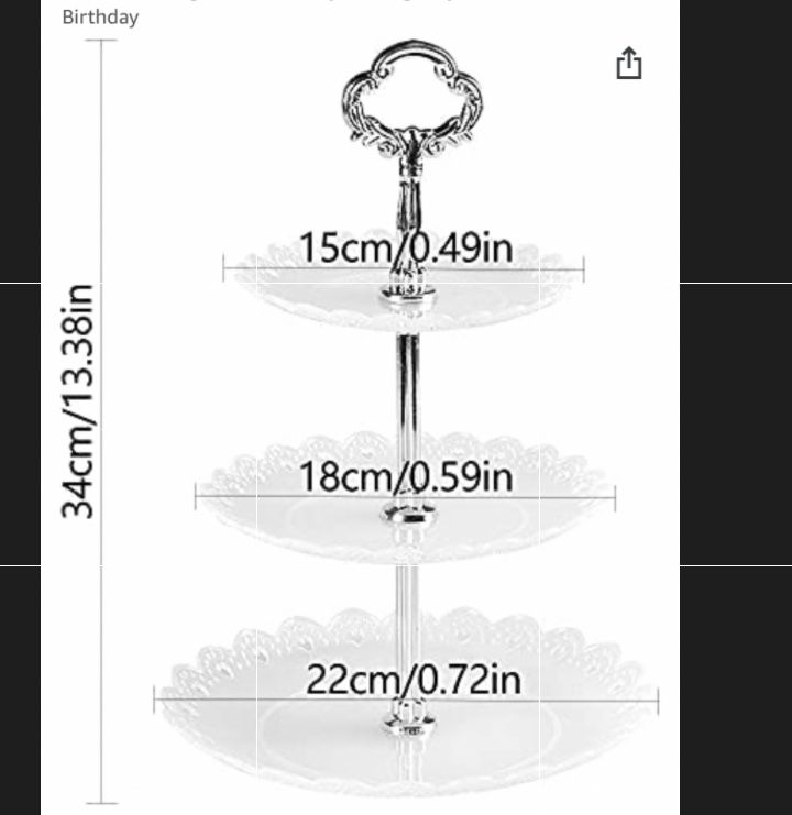 Three Tier White Silver Plastic Dessert Stand