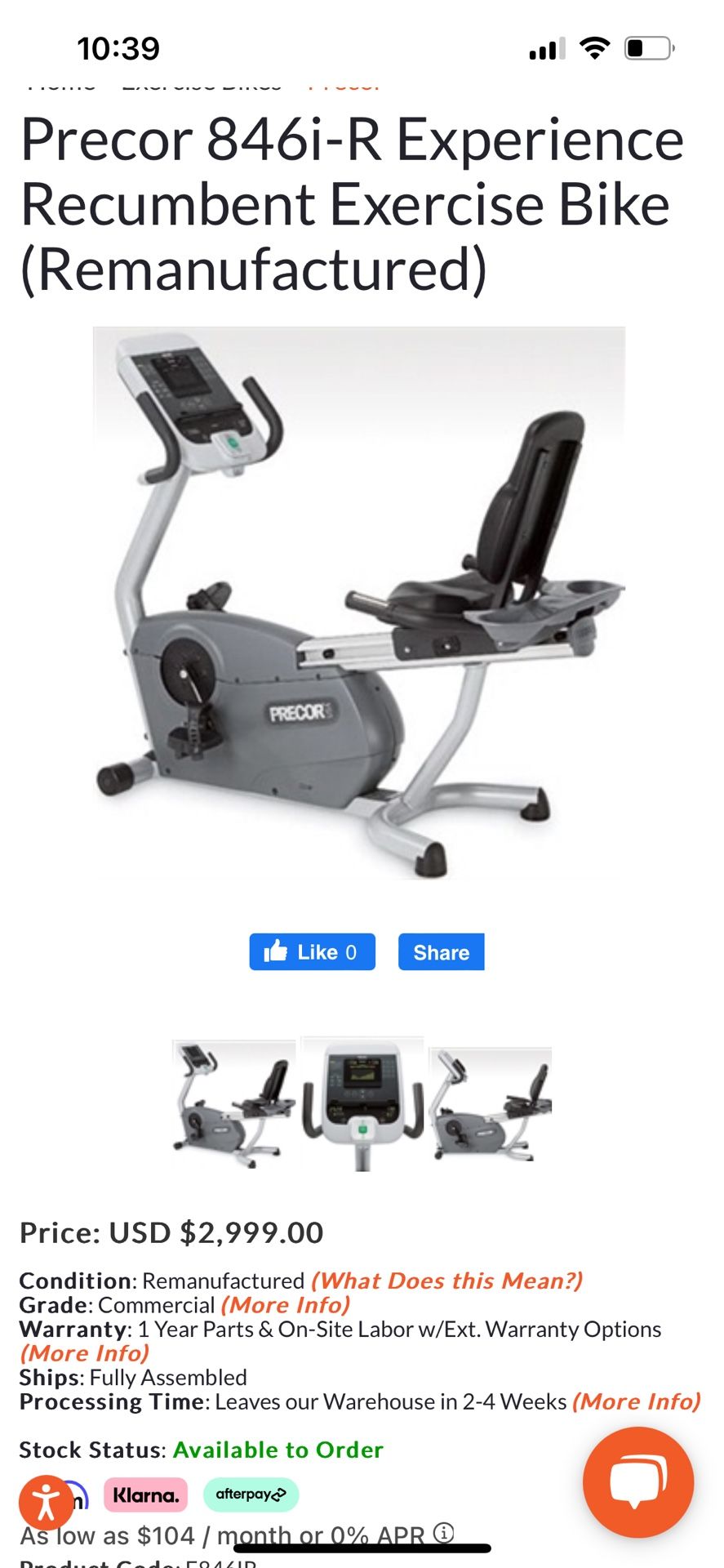 Precor gur 846i Experience Series Recumbent