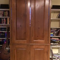 Armoire Pine Wood Entertainment  Cabinet