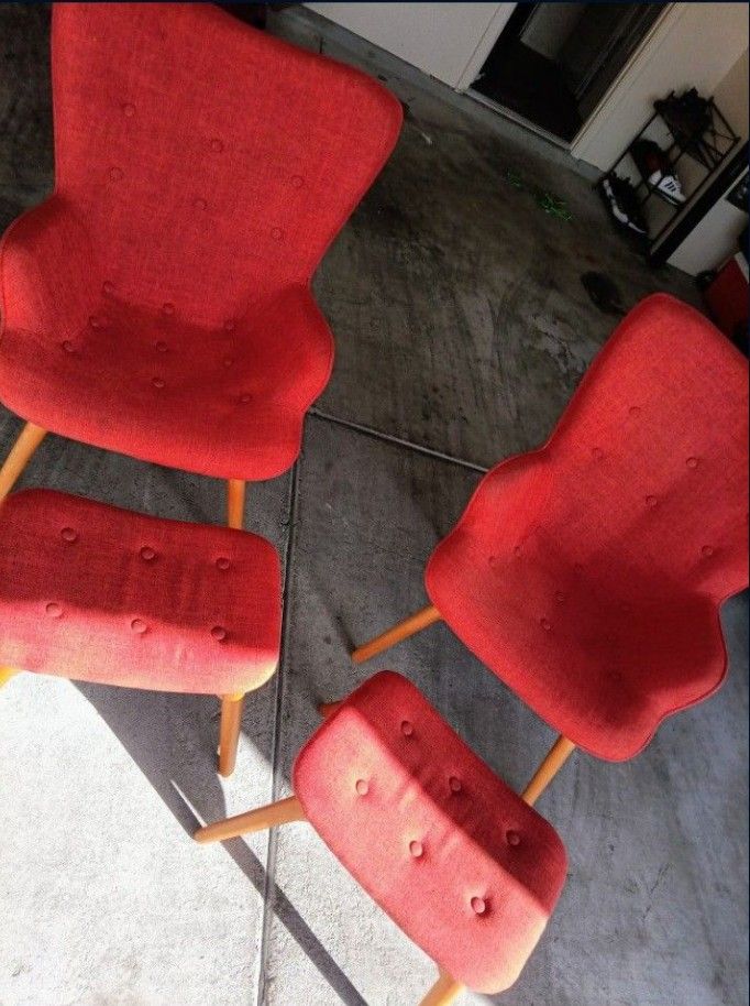 Red Chairs With Ottoman