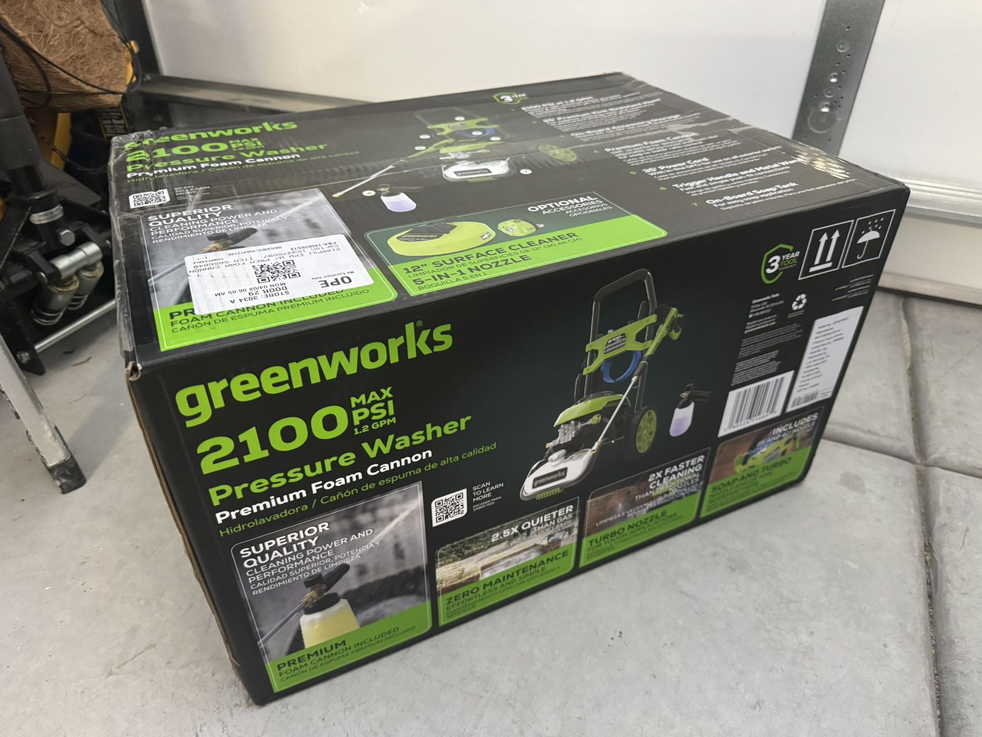 NEW In Box Greenworks 2100 GPM Electric Pressure Washer