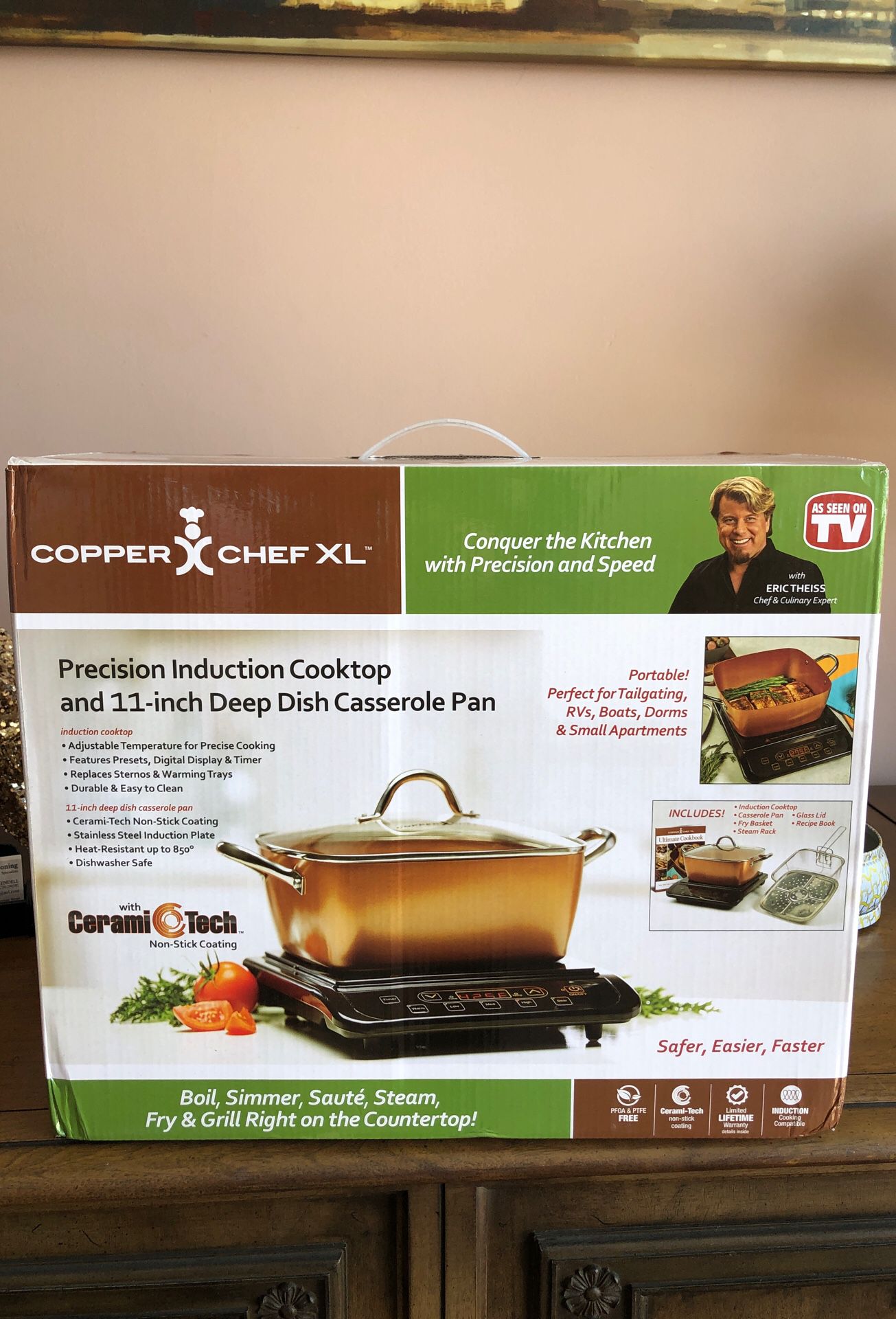 COPPER CHEF XL INDUCTION COOKTOP AND 11 INCH DEEP DISH CASSEROLE PAN