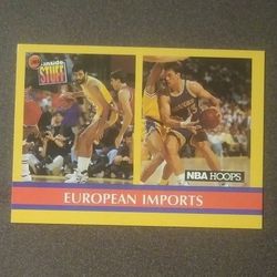 1990 NBA Hoops Vlade Divac Sarunas Marciulionis #384 Behind The Scenes European Imports Inside Stuff  Basketball Card Vintage Collectible Pro NBA