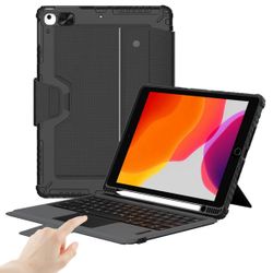 Nillkin iPad 9th Generation (10.2", 2021) Case with Detachable Keyboard, Magic Trackpad, Portrait/Landscape Modes, Rugged Keyboard Case with Camera Co