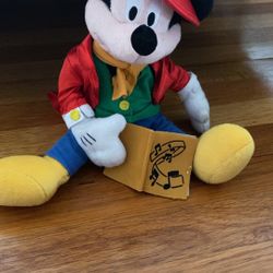 Disney Store Christmas Carol Minnie Mouse Animated Plush And Mickey Mouse Holiday Christmas Caroler Plush Toy 