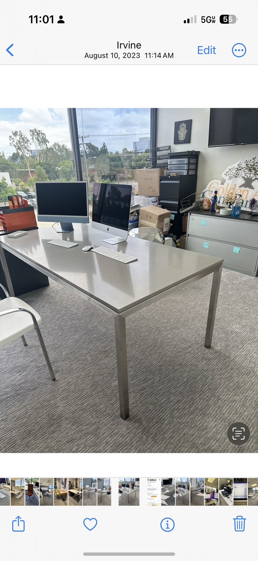 Room & Board Gray Quartz Table / Desk