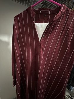 Burgundy Striped Long Shirt Size XL