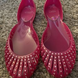 Stuart Weitzman Jelly Swaroski Crystal Fuchsia Flats