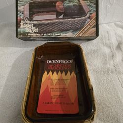 Vintage Anchor Hocking Harvest Amber Basket Buffet