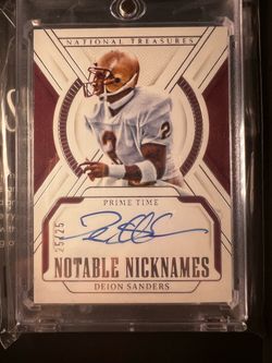 Deion Sanders National Treasures Notable Nicknames Auto /25 bookend