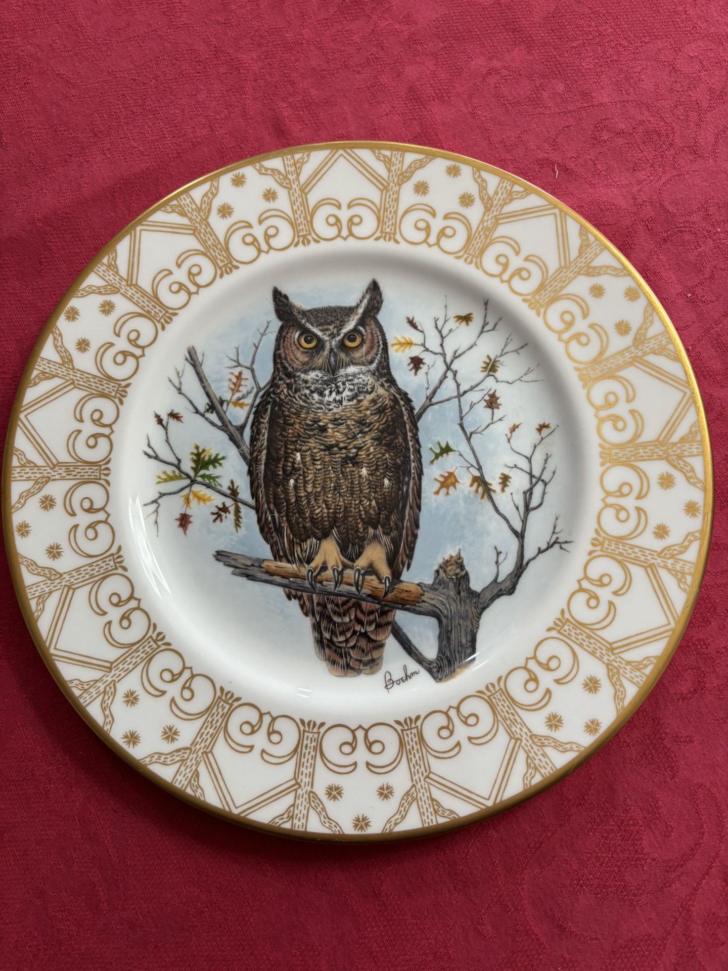 Owl Plate Collection “Edward Marshall Boehm”. (7) plates. Fine English bone china