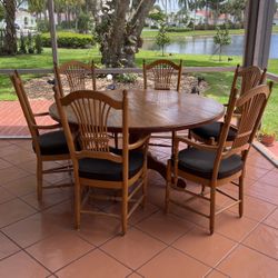 60” wood dining table with 6 chairs