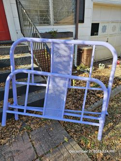 Refinished Antique Full size Iron Bed With Rails