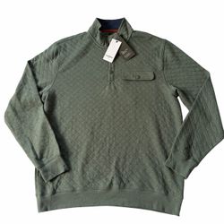 Goodfellow & Co Men’s Large Olive Green Quilted Snap Pullover NWT