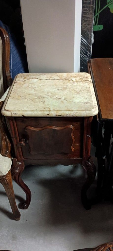 Antique marble top lamp table