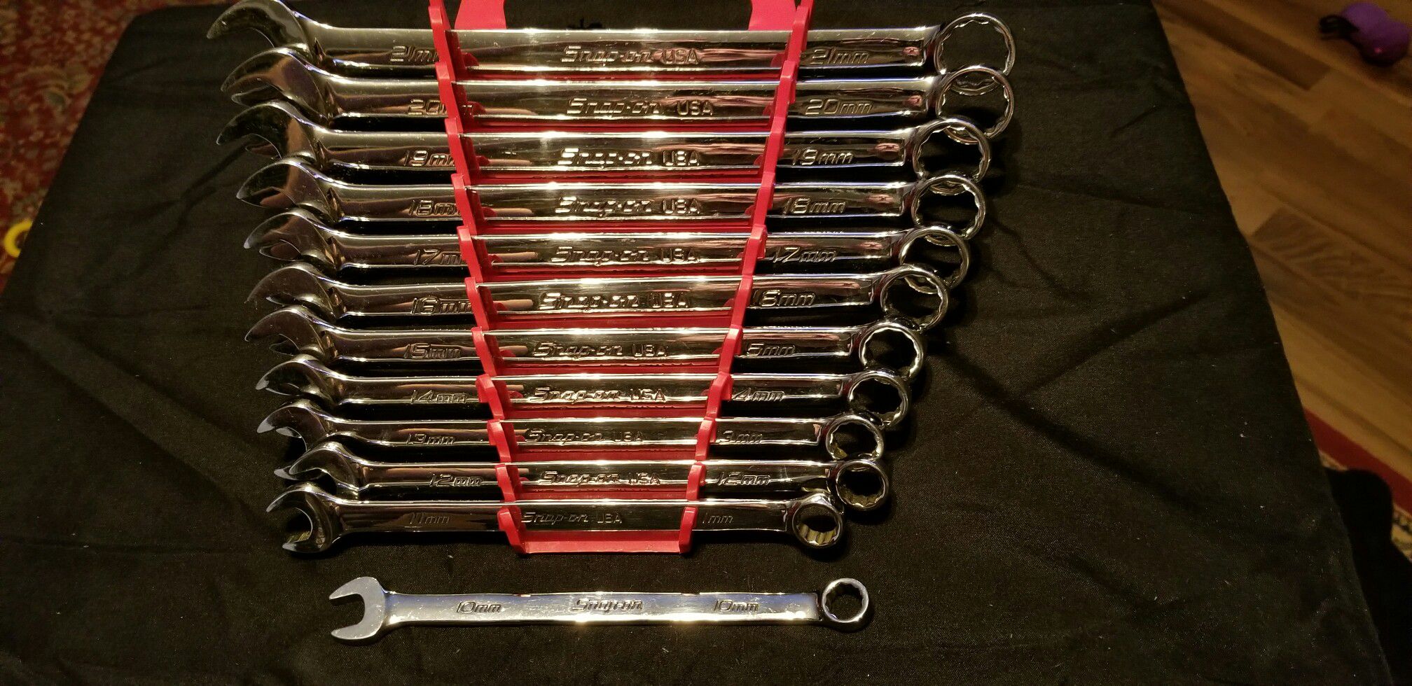 Like NEW Snap-on™ 10 thru 21 mm 12-pt FLANK Drive PLUS Wrench Set SOEXM710 12PC
