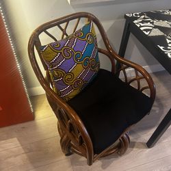 Bamboo/Wicker Rolling Chair