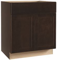 Shaker 30 in. W X 24 in. D X 34.5 in. H Assembled Base Kitchen Cabinet in Java with Ball-Bearing Drawer Glides