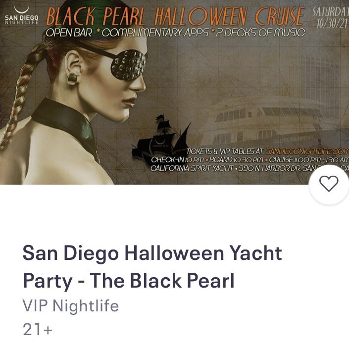 The Black Pearl Halloween Yacht Party Tickets