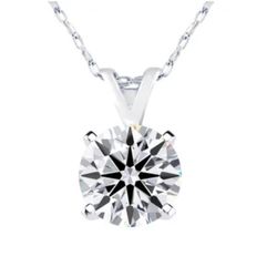 1 Carat Round Shape Lab Grown Diamond Solitaire Necklace In 14k White Gold