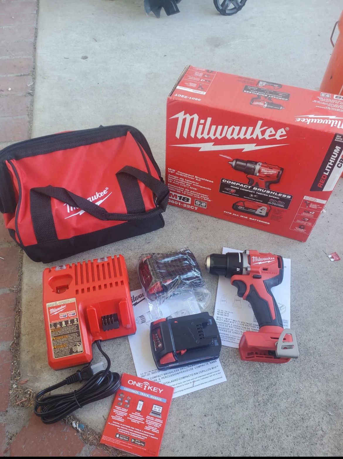 Milwaukee M18 18V Lithium-Ion Brushless Cordless 1/2 in. Compact Drill/Driver Kit with Two 2.0 Ah Ba