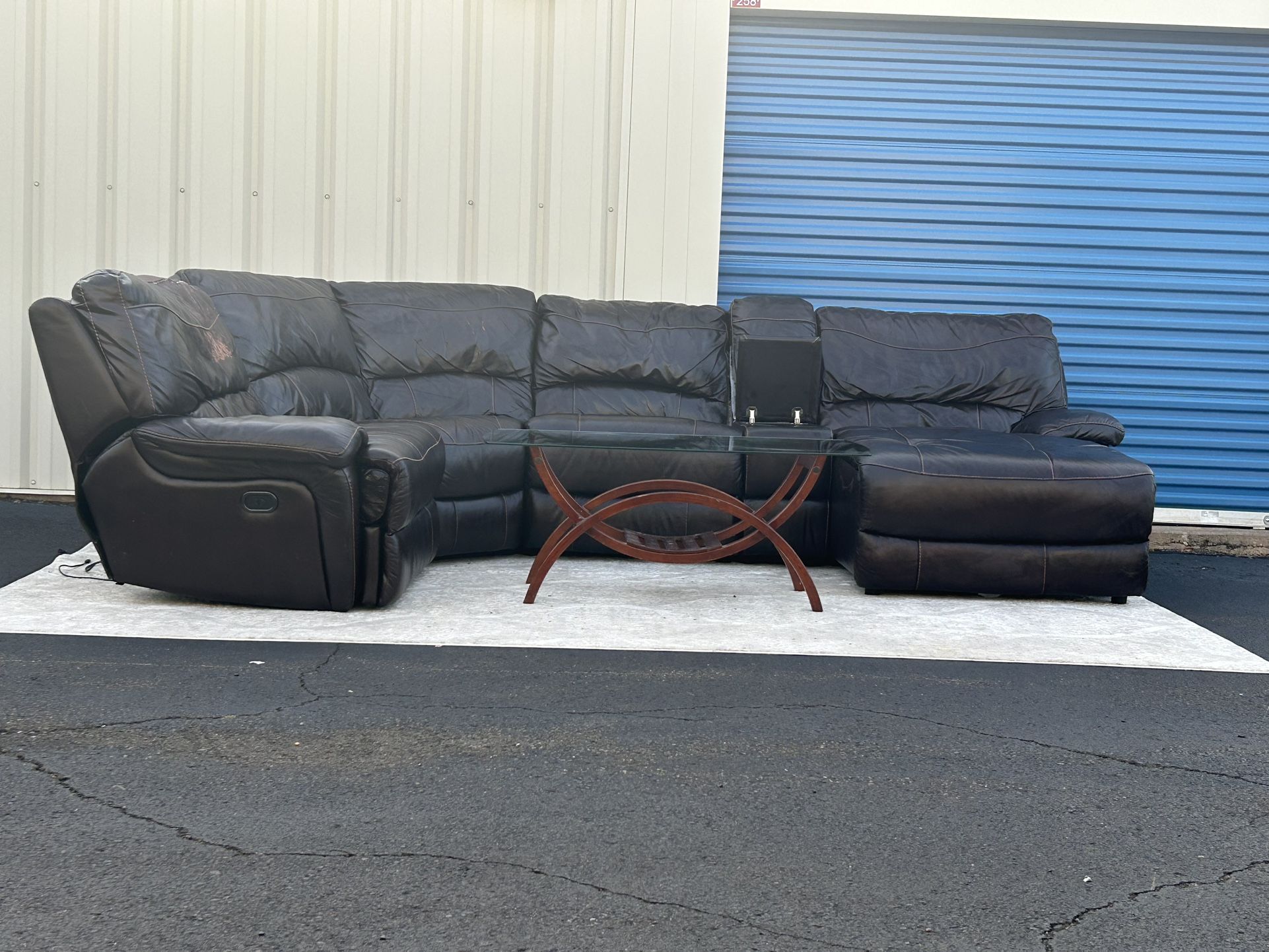 *** Free Delivery Leather Sectional Couch For Sale
