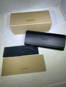 New Burberry Eyeglasses Hard Black Leather Case, Outer Box