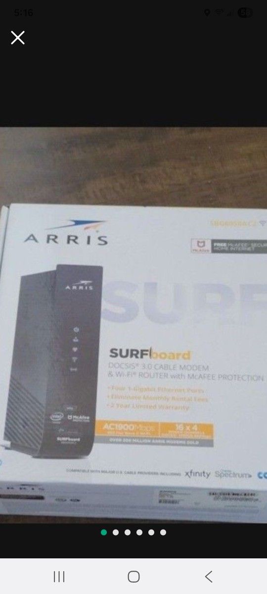 Arris Surfboard DOCSIS 3.0 Cable Modem and WI-FI
