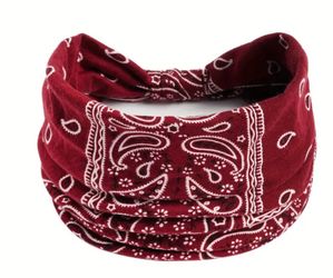 Knotted Sporty Headband, Women's Elastic Wide Sweat Band, Running Yoga Fitness Paisley Print Boho Hair Band