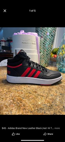 Adidas Brand New Leather Black /red  Hi Top   No Box Size 9,10 Men  
