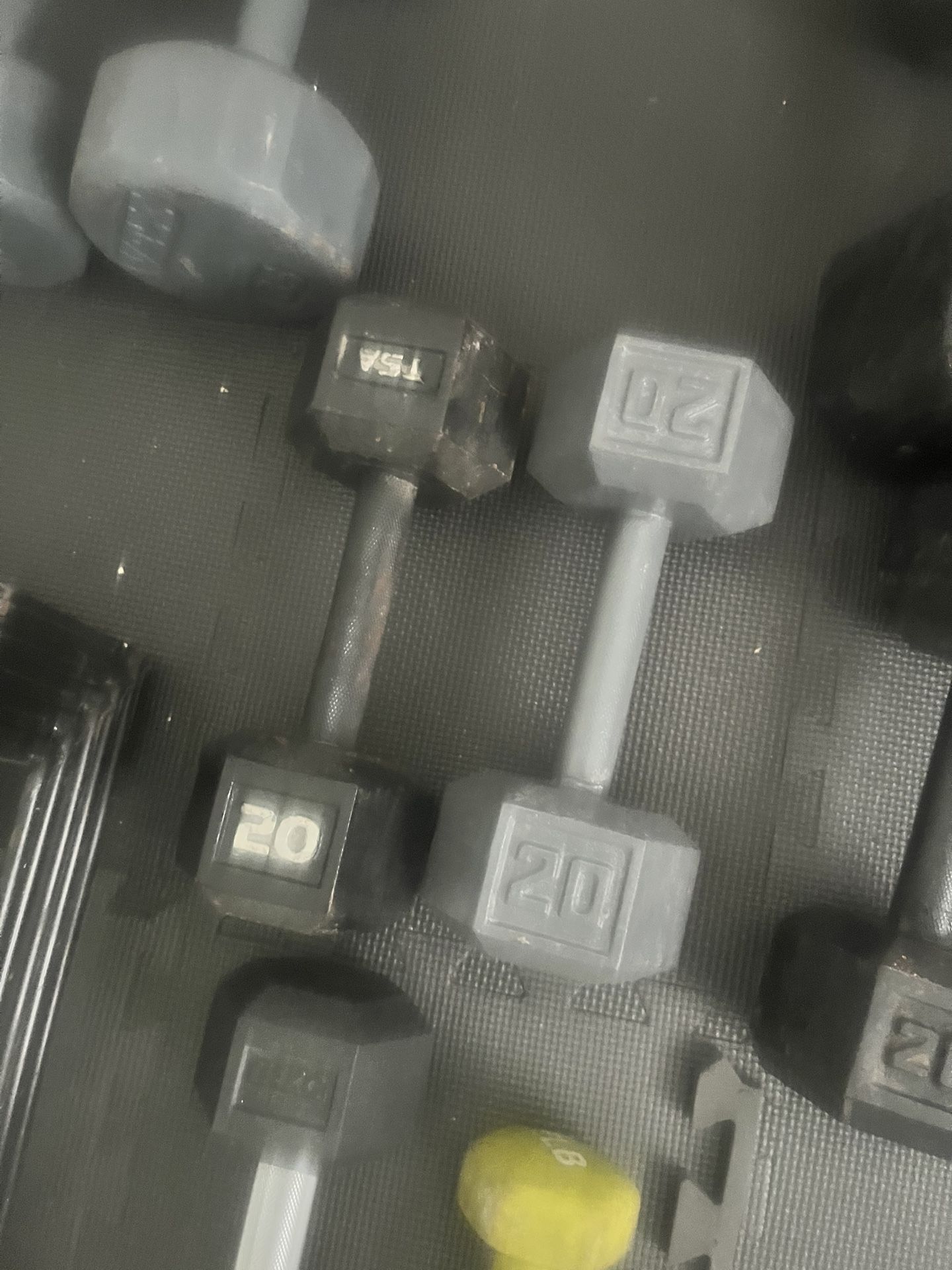 Pair Of 20lb Steel Hex Dumbbells Total 40lb