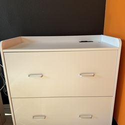 White 2-Drawer Dresser with USB Outlets
