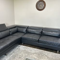 Black Leather 2 Piece Couch