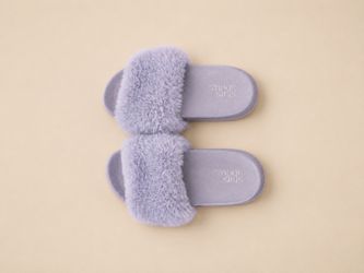 Plush Lavender Fuzzy Slide Slippers - Women's