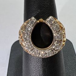 14k gold fashion horseshoe diamond ring