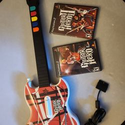 🎸 Guitar Hero🎸 1  With Red Octane Guitar Ps2