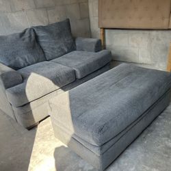 Love Seat And Sofa Set Blue/Gray Color 