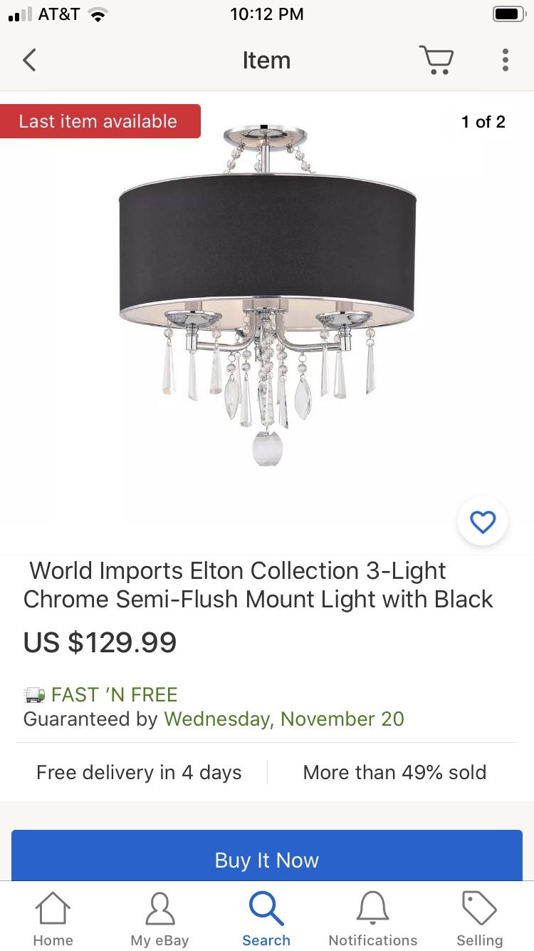 World imports 3 light chandelier black🖤
