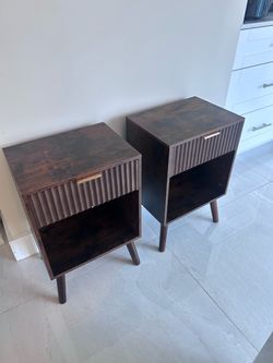 2 Mid century modern nightstand bed side table with drawer