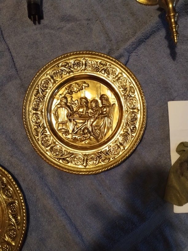 14" & 12" Vintage Brass Wall Plates