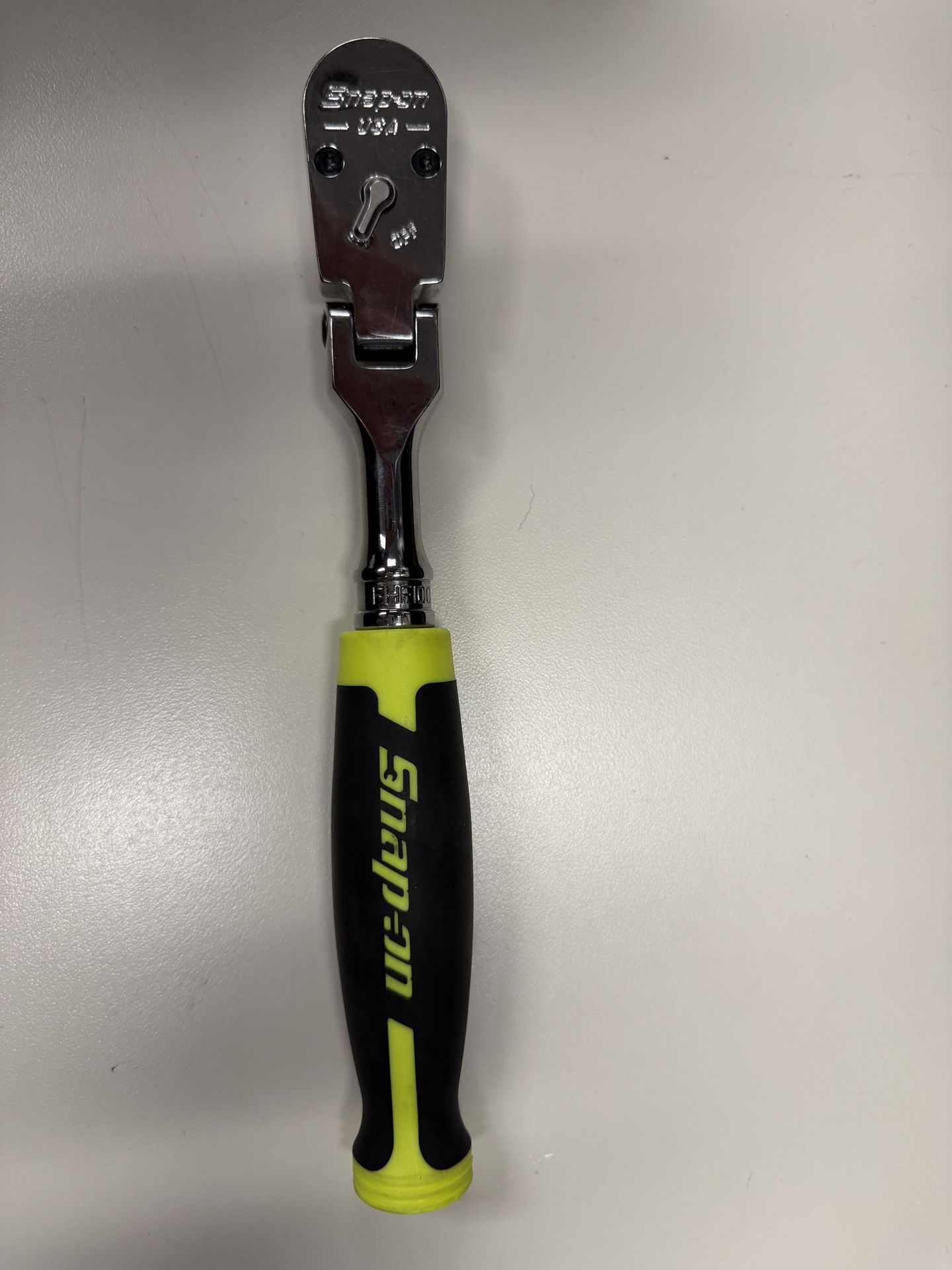 SnapOn 3/8" Drive Dual 80® Technology Soft Grip (Neon Green) Standard Handle Locking Flex-Head Ratchet (Brand New never used.