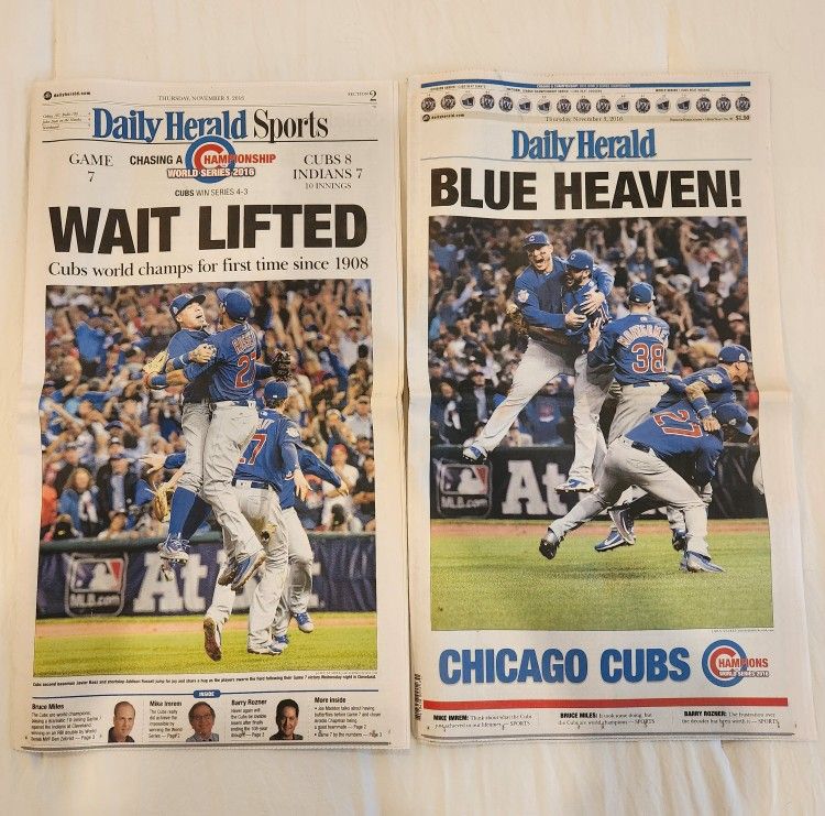 Chicago Cubs World Series Win Nov. 3 2016 Newspaper Daily Herald