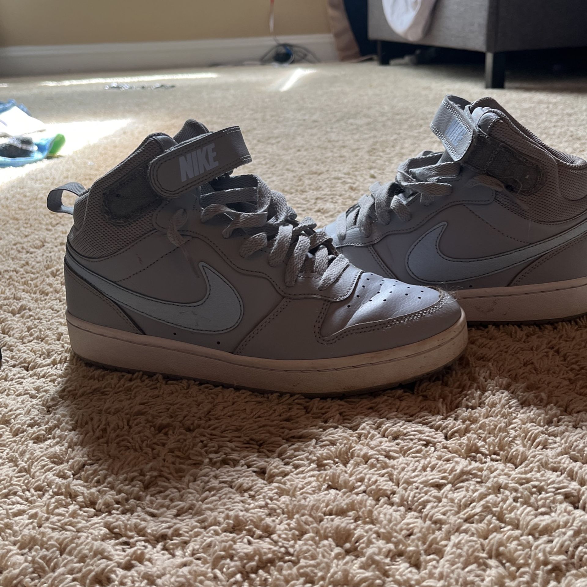 Nike Court Borough Mid 2 Ep Wolf Grey Blue Whit Size 6 Y