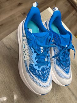 Hoka Running Sneakers Blue and White sky flow