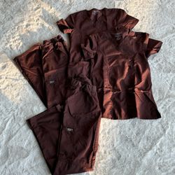 2 Pairs Set Dark Brown Cherokee Scrubs For Women Size XXS