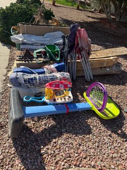 Free toddler basketball hoop, camping chairs, umbrella, etc