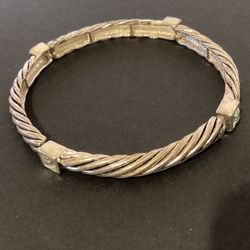 SilverTone Stretch Bracelet With Light Blue Rhinestones 