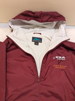 Tri-Mountain Men's Maroon Archery Flannel Lined Hooded Windbreaker